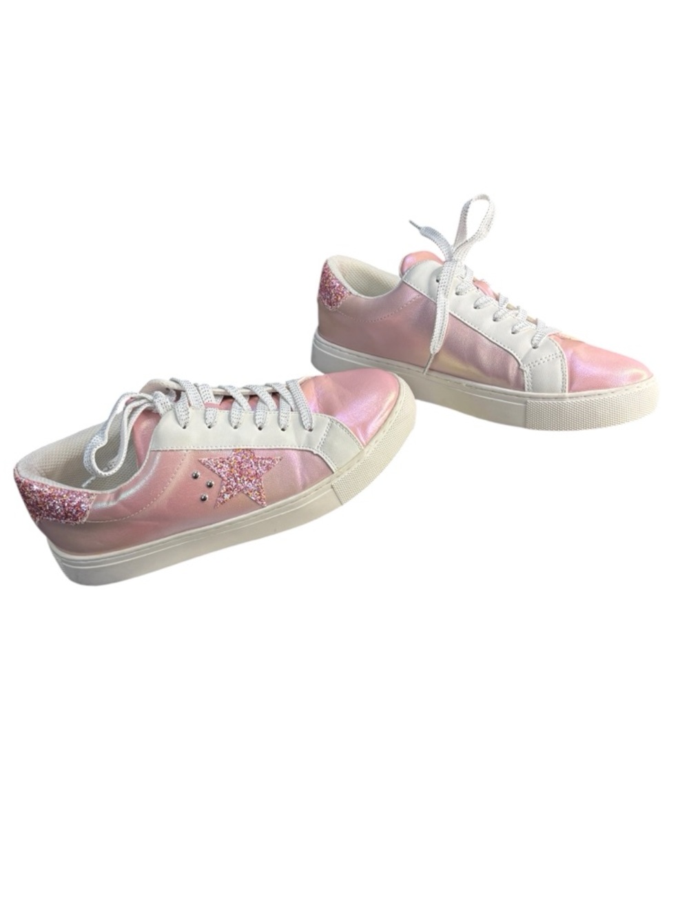 Hey Girl By Corkys Supernova Sneakers Pink Metallic Glitter Stars Women Size 8 - Picture 2 of 10